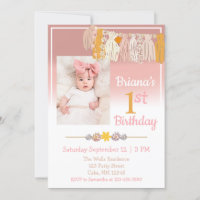 Boho Daisy Photo personnalisée Rose Premier annive