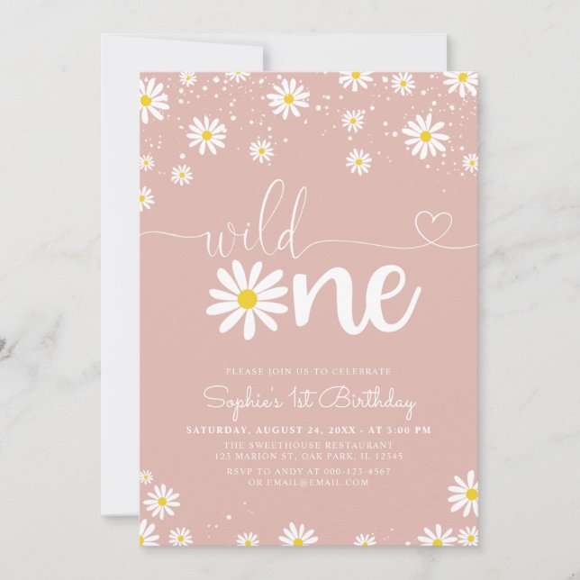 Invitation Boho Daisy Wild One Daisy Anniversaire (Devant)