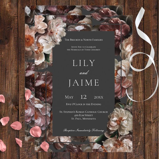 Invitation Boho Dark Peony Flowers (Créateur téléchargé)