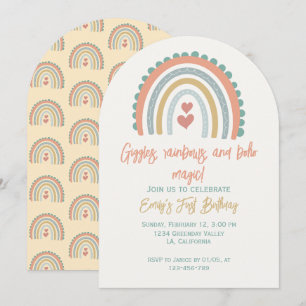 Invitation Boho de fille Rêves arc-en-ciel jaune pâle