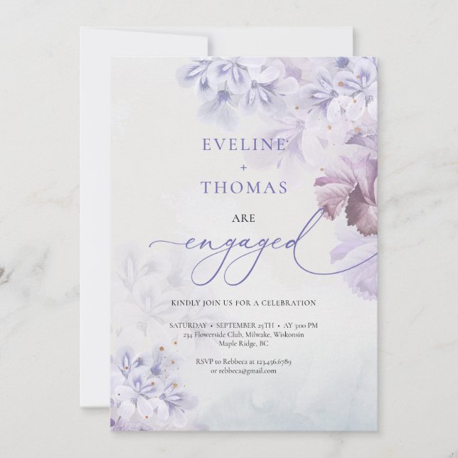 Invitation Boho de fleurs mauves rose rose pourpre (Devant)