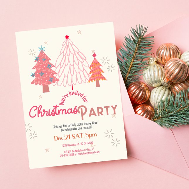 Invitation Boho de Noël rose (Créateur téléchargé)