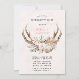 Invitation Boho Deer Antlers et Florals Bachelorette Party
