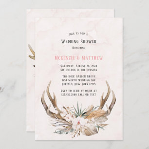 Invitation Boho Deer Antlers et Florals Wedding shower