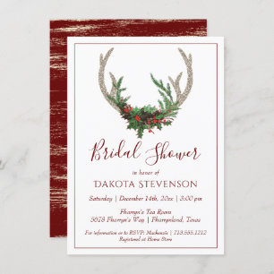 Invitation Boho Deer Antlers Fête des mariées de Noël rusti