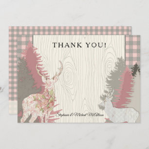Invitation Boho Deer Bear Forêt de bois Plaid Merci