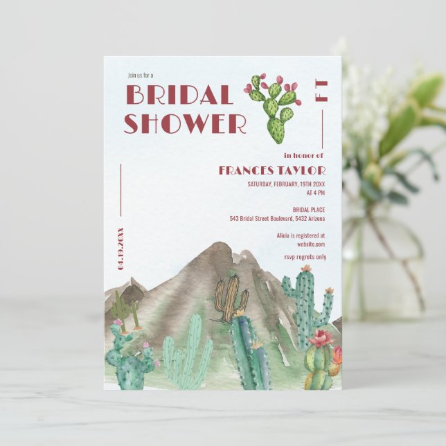 Invitation Boho Desert Cactus Arizona nuptiale douche (Debout devant)