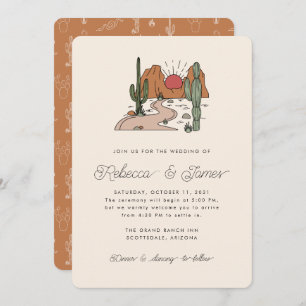 Invitation Boho Desert Cactus Mariage de script moderne