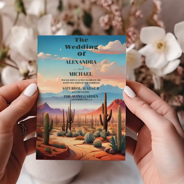 Invitation Boho Desert Cactus Mariage illustré (Créateur téléchargé)