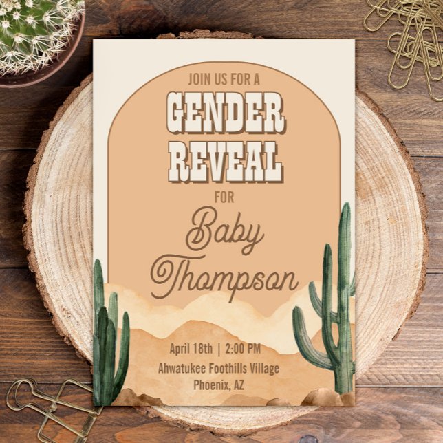 Invitation Boho Desert Cactus Southwestern Baby Reveal Genre (Créateur téléchargé)