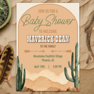 Invitation Boho Desert Cactus Southwestern Cowboy Baby shower
