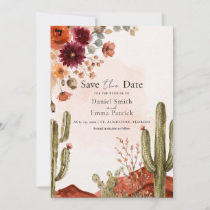 Invitation Boho Désert Mexicain Cactus Bohème Enregistrez La