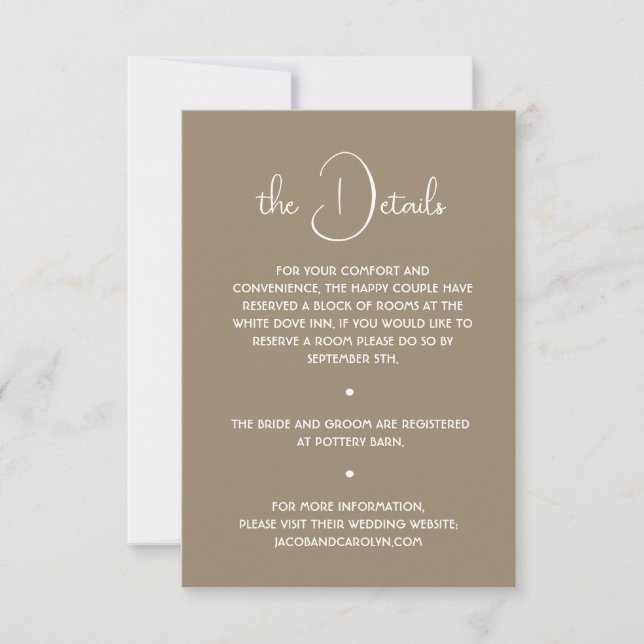 Invitation Boho Desert Neutral Minimal Détails sur le Mariage (Devant)