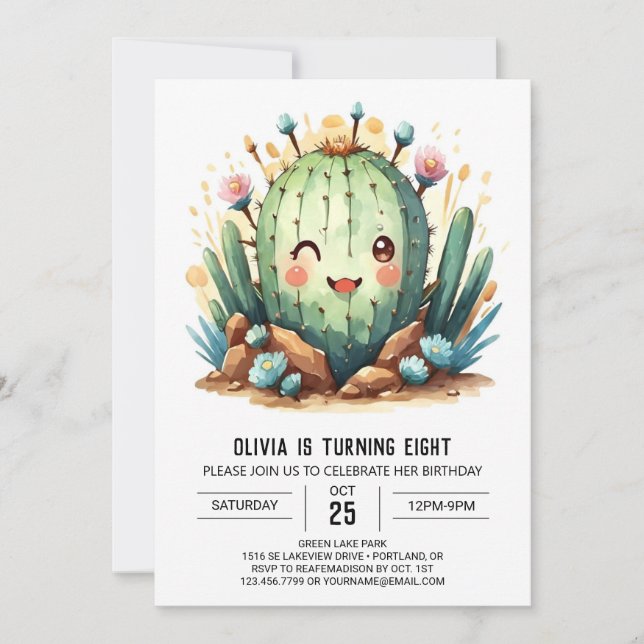 Invitation Boho Desert Online Cactus Boy Birthday (Devant)