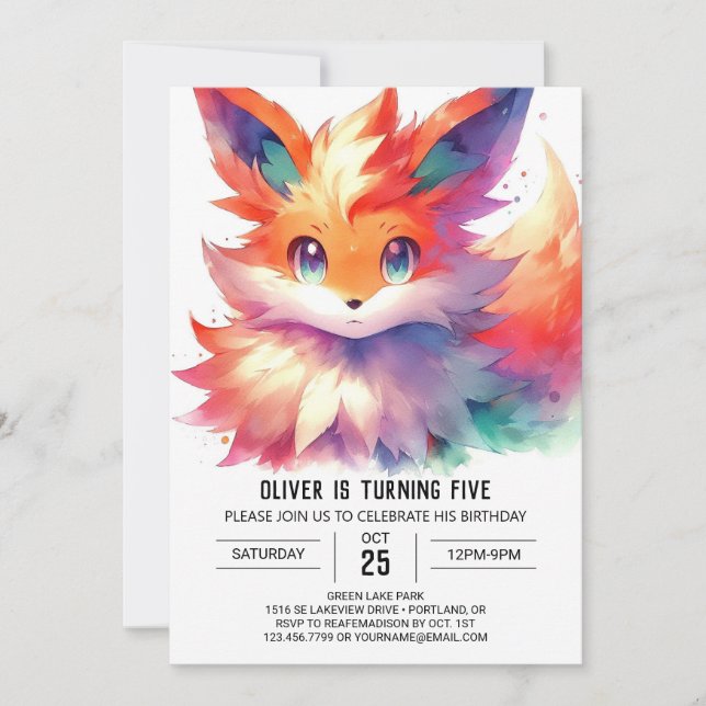 Invitation Boho Digital Fox Anniversaire (Devant)