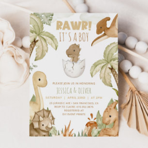 Invitation BOHO DINOSAUR Baby shower Invitation, C'est un gar