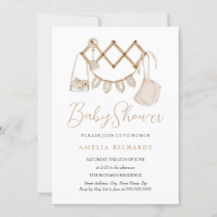 Invitation Boho doux Baby shower bleu Dusty Neutre
