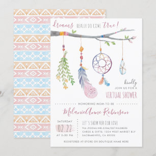 Invitation Boho Dream Catcher Plumes tribales Douche virtuell
