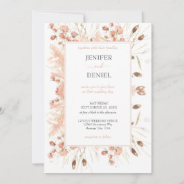 Invitation Boho Dried Watercolor Floral Wedding