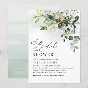 Invitation Boho Dusty Blue Eucalyptus Fête des mariées de ver