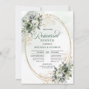Invitation Boho Dusty Green Eucalyptus Dîner de Répétition