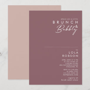 Invitation Boho Dusty Purple & Rose Brunch et Bubbly Douche