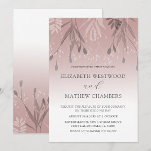 Invitation Boho Dusty Rose Gold Pressing Mariage