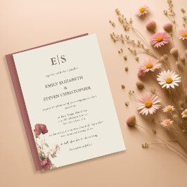 Invitation Boho Dusty Rose Monogramme Mariage contemporain