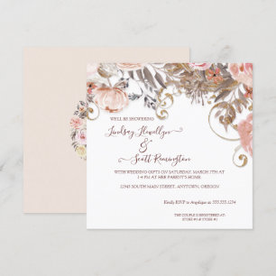 Invitation Boho Earthy Floral Rose Rose Couples Or Couples Do