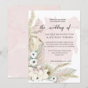 Invitation Boho Earthy Pampas Grass Aquarelle Mariage Floral