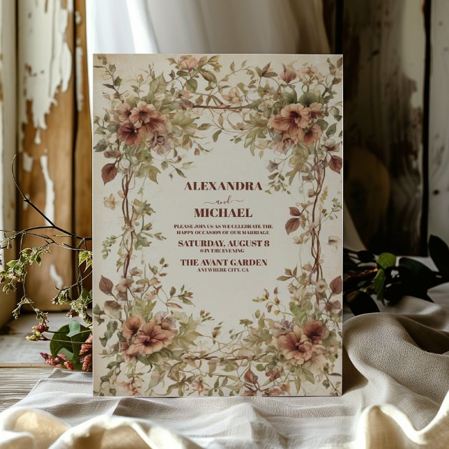 Invitation Boho Earthy Shades Clay Floral Mariage (Créateur téléchargé)