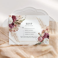 Boho Elegant Boho Burgundy, Blush & Rose Gold RSVP