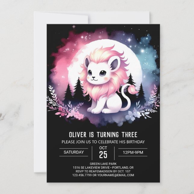 Invitation Boho Elegant Lion Anniversaire (Devant)