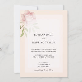 Invitation Boho Elegant Rose Rose Aquarelle Florale