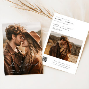 Invitation Boho Elegant Script QR Code Mariage photo