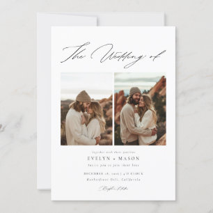 Invitation Boho Elegant Script QR Code Photo Budget Mariage