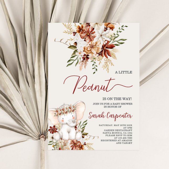 Invitation Boho Elephant Baby shower Girl (Créateur téléchargé)