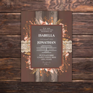 Invitation Boho en bois Mariage rustique