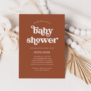 Invitation Boho et Rétro Terracotta   BABY SHOWER