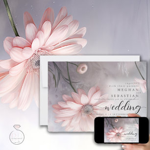 Invitation Boho Ethereal Fleurs de Marguerites Roses 2