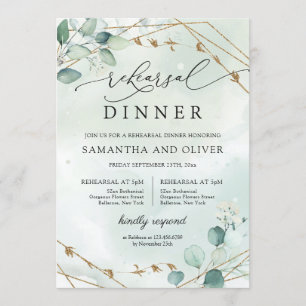 Invitation Boho Eucalyptus Green Longue répétition géométriqu