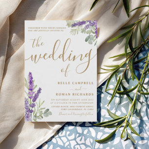 Invitation Boho Eucalyputus moderne et Mariage de lavande