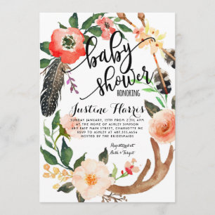 Invitation Boho fait varier le pas de l'invitation de baby