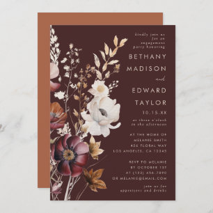 Invitation Boho Fall Fleur sauvage Brown Engagement Party