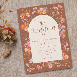 Invitation Boho Fall Fleur sauvage Terracotta Beige Mariage