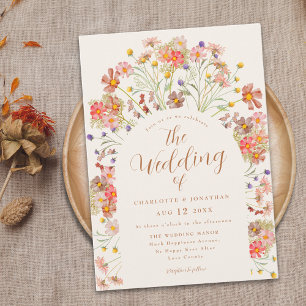 Invitation Boho Fall Fleur sauvage Terracotta Mariage
