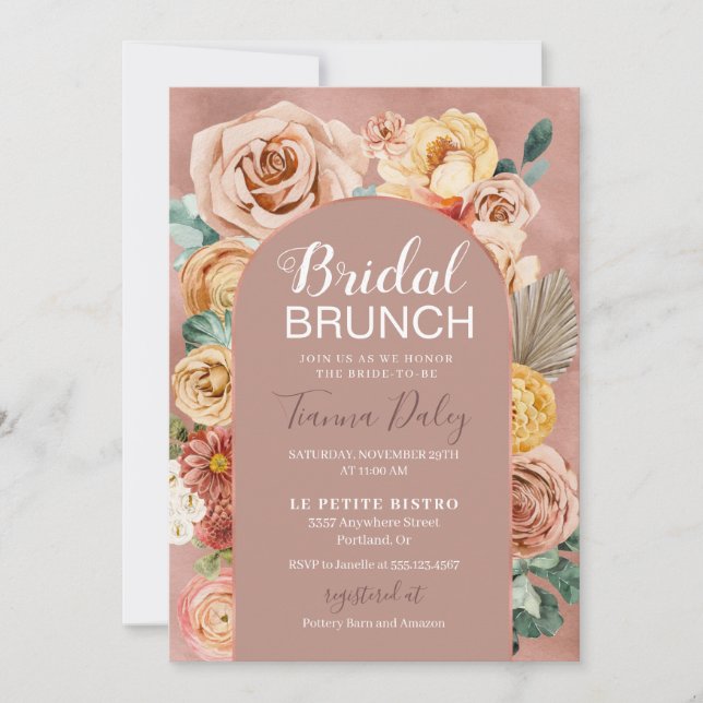 Invitation Boho Fall Floral Bridal Brunch  (Devant)