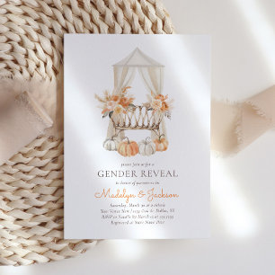 Invitation Boho Fall Floral Citrouille Genre Revela