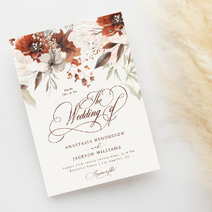 Invitation Boho Fall Floral Élégant Script Le Mariage De