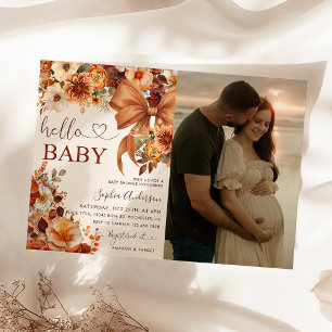 Invitation Boho Fall Floral Hello Baby Baby shower Photo